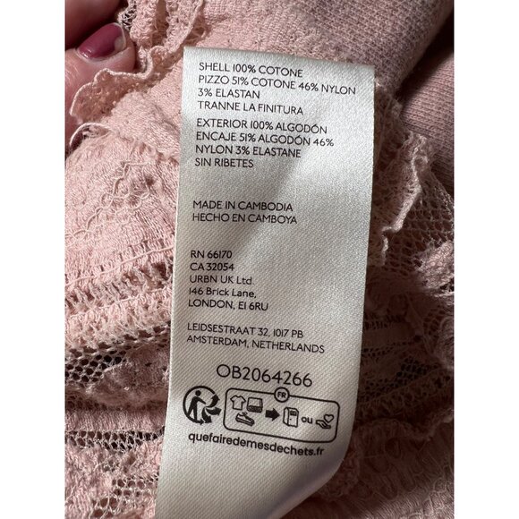 Free People Pink Hooded Candy Lace-Trim Cardigan Womens Large Boho Style - Picture 10 of 11